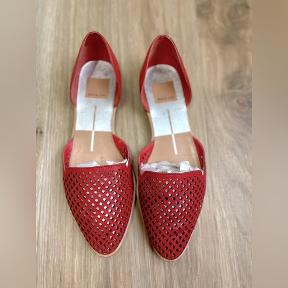 Dolce Vita Laynie D'Orsay Perforated Leather Flats Slide Orange-Red Women's US6 - Picture 1 of 5